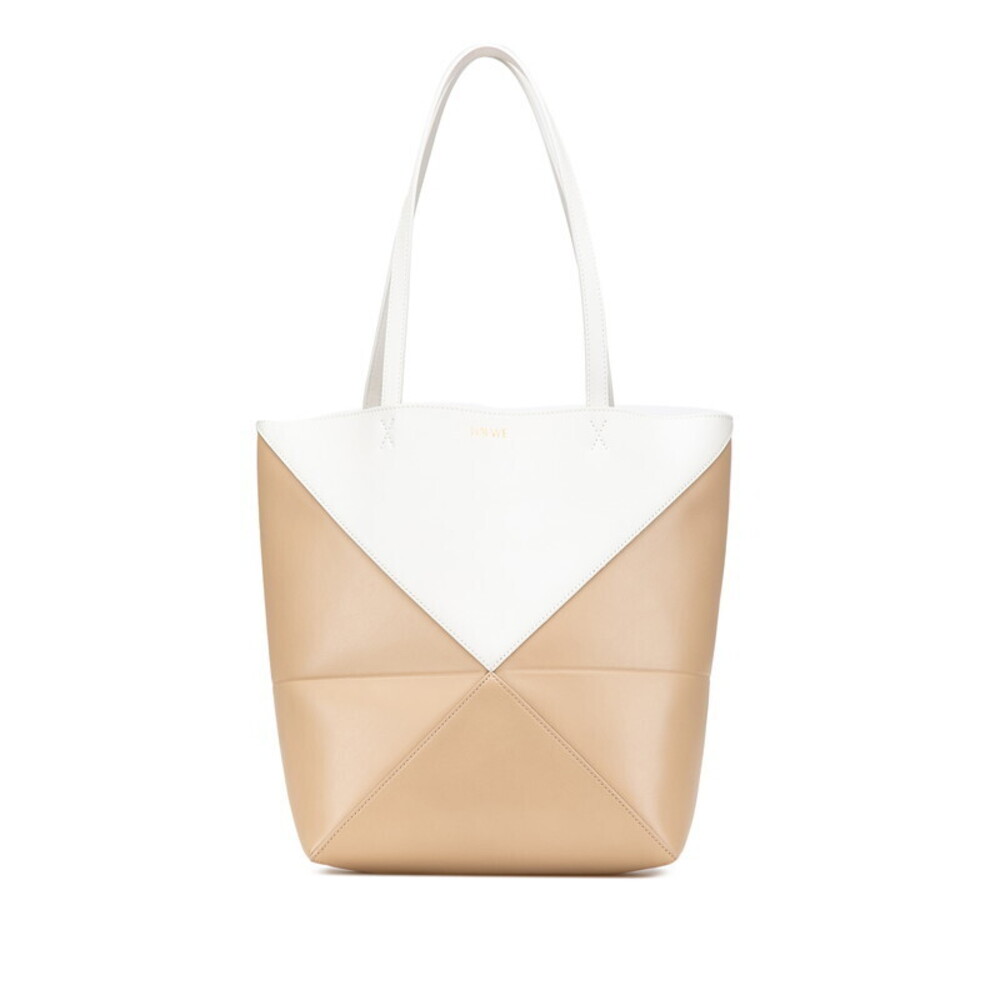 Loewe Puzzle Fold Tote Bag Paper Craft Soft White Shiny Calfskin